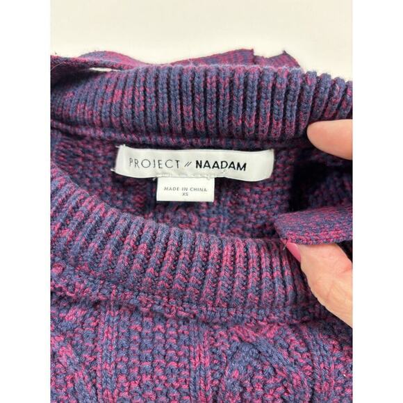 Project Naadam Sweater Purple Pink XS Cable Knit Ties Tie Accents - Picture 5 of 14